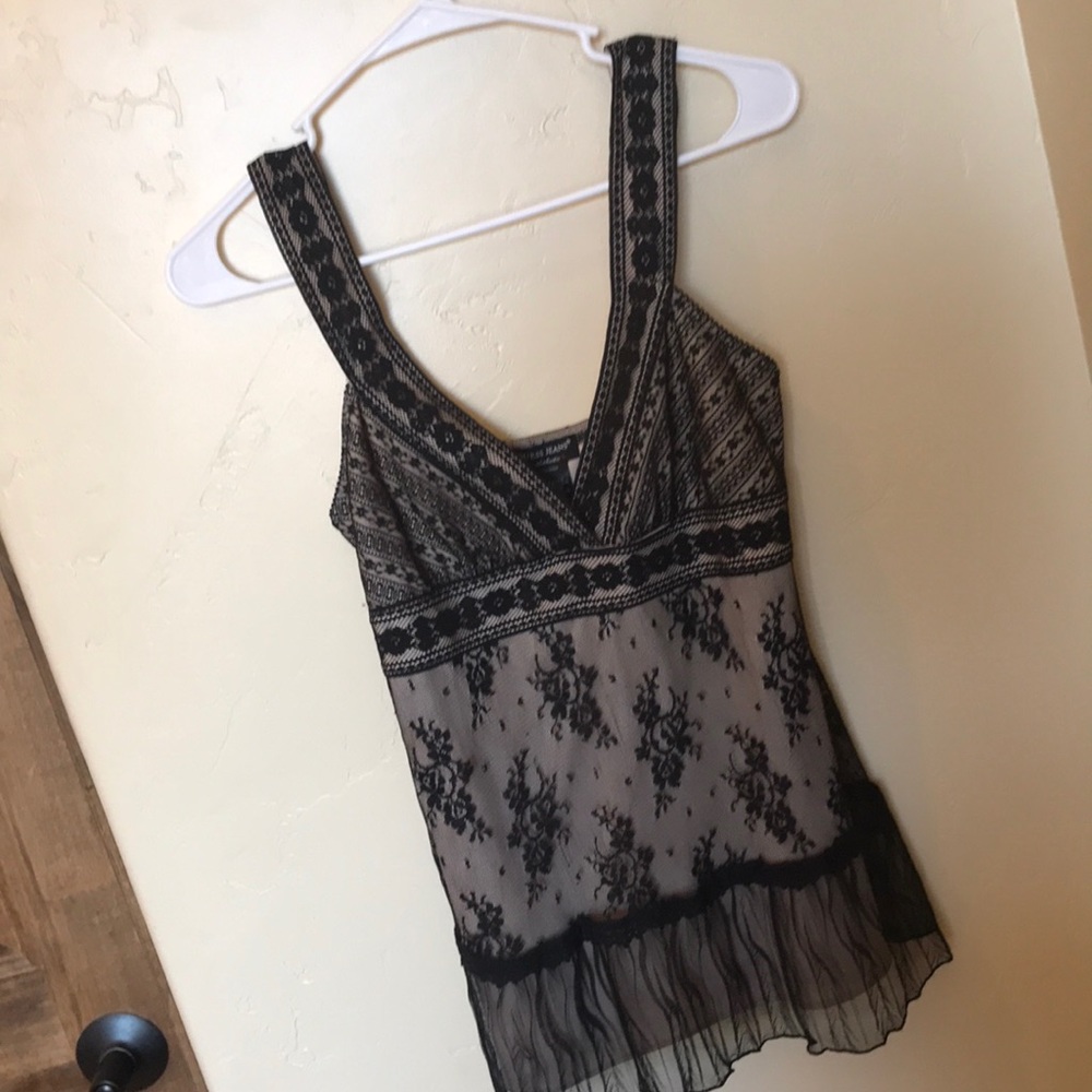 Guess black &cream lace top. Size medium
